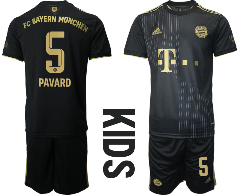 Youth 2021-2022 Club Bayern Munich away black #5 Soccer Jersey->youth soccer jersey->Youth Jersey
